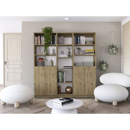 Combo Home 2 Estantes 2 Puertas + Estante 45cm - Macadamia