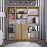 Combo Home Estante 45cm + Estante 2 Puertas + Estante 4 Repisas - Macadamia