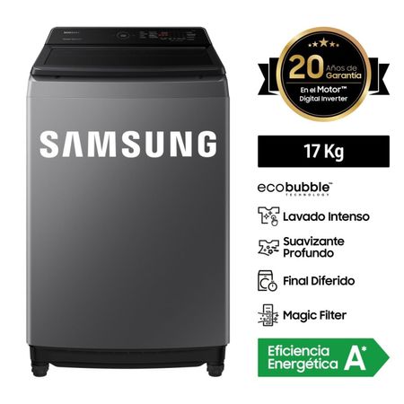 Lavadora Samsung EcoBubble 17 KG Gris WA17CG6441BD/PE