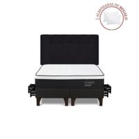 Dormitorio con Cajones Path Queen + Respaldo Bennet Grafito + 2 Almohadas