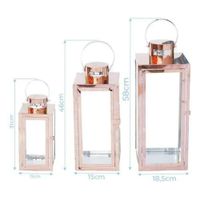Farol De Metal Rose Gold Set De 3 HL1037 FLORIPASTORE