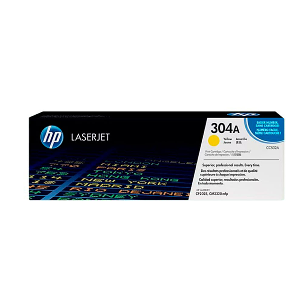 Tóner HP 304A Amarillo CC532A Compatible con Impresoras LaserJet CP2025, Alta Calidad de Impresión