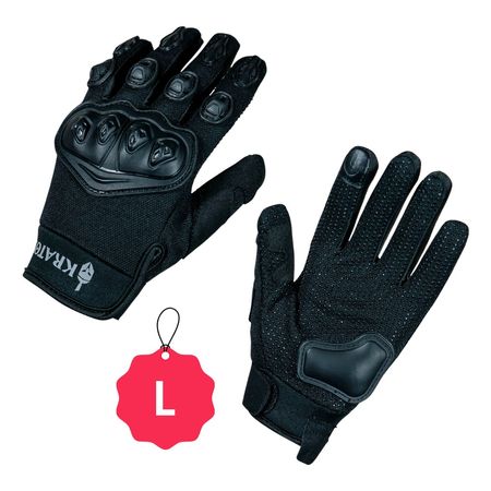 Guantes para Motociclista Kratoz Modelo WAR Negro Poliester Talla L