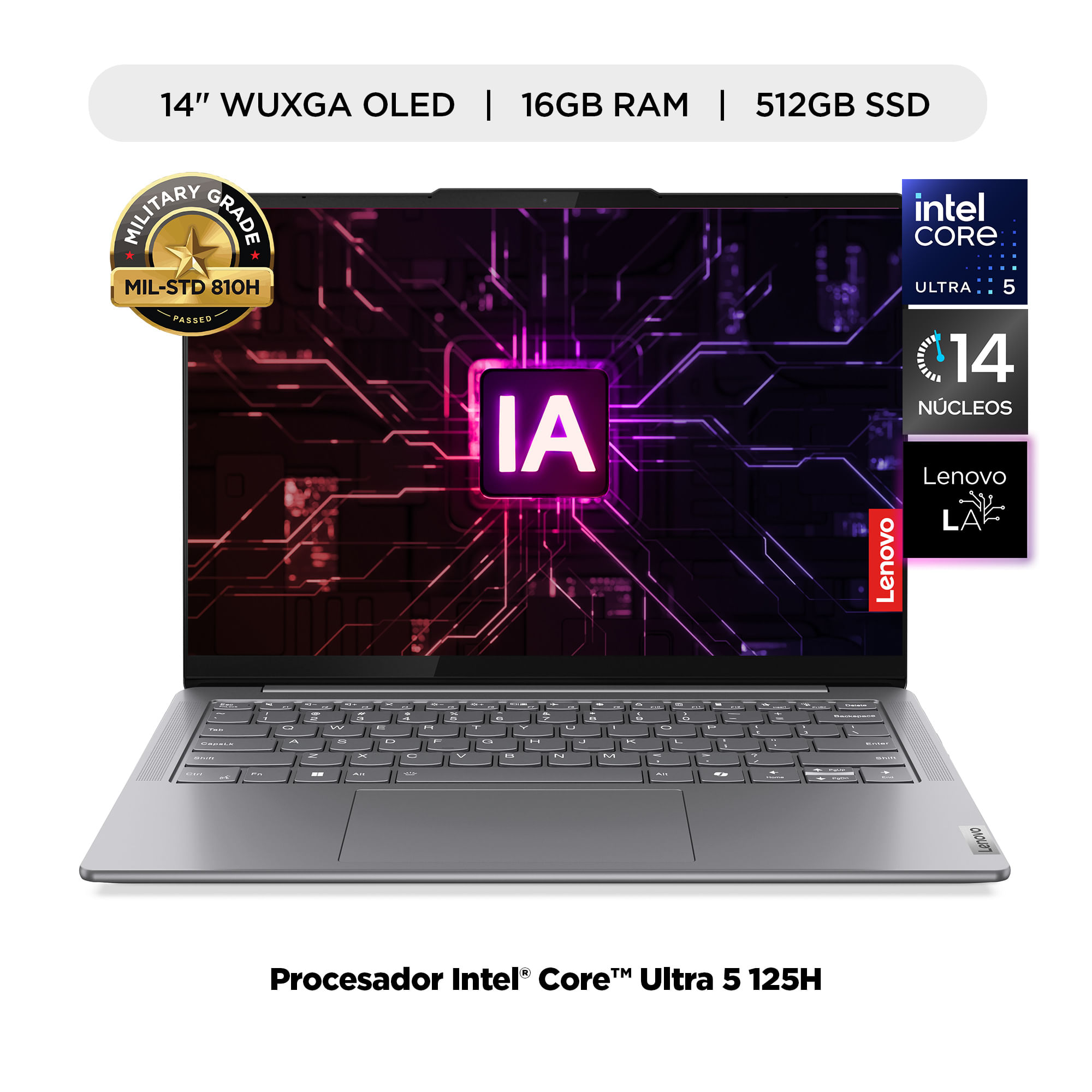 Laptop IA LENOVO Yoga Slim 7i 14"" Intel Core Ultra 5 125H 16GB RAM 512GB SSD