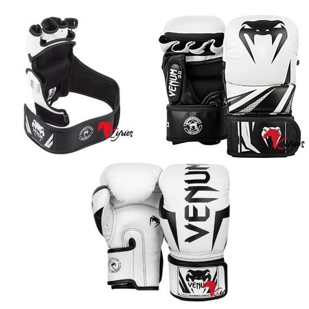 PACK VENUM 3 GUANTES VENUM INCLUYE BOX,MMA,SPARRING Blanco