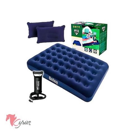 Colchón Inflable 2 Plazas + Inflador + 2 Almohadas Standard COLOR MIXTO