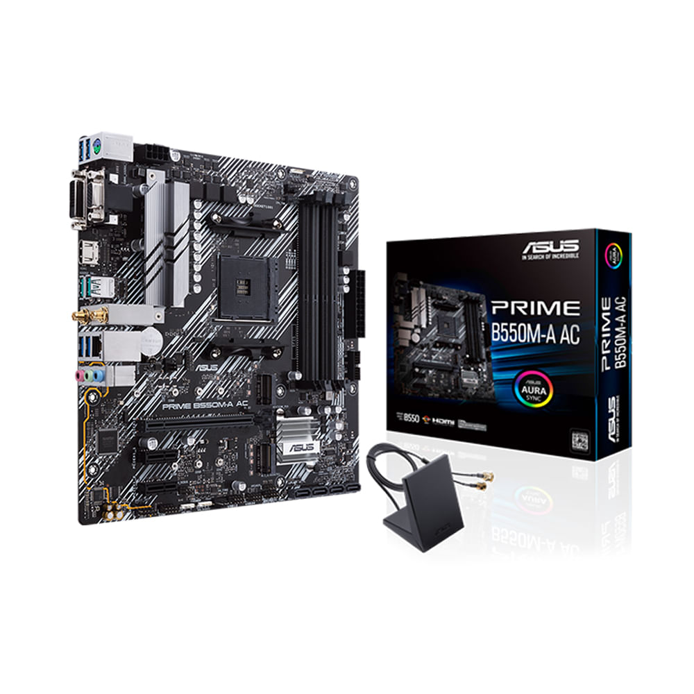 Placa Base Asus PRIME B550M-A AC, Chipset AMD B550, Socket AM4, mATX, Alta Rendimiento y Conectivid