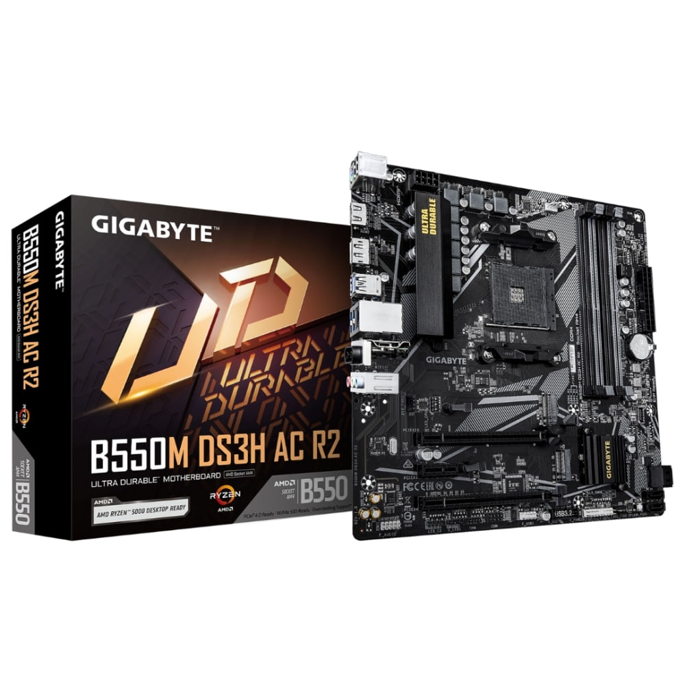 Placa madre Gigabyte B550M DS3H R2 - Soporte DDR4, compacta y eficiente para tu PC gaming
