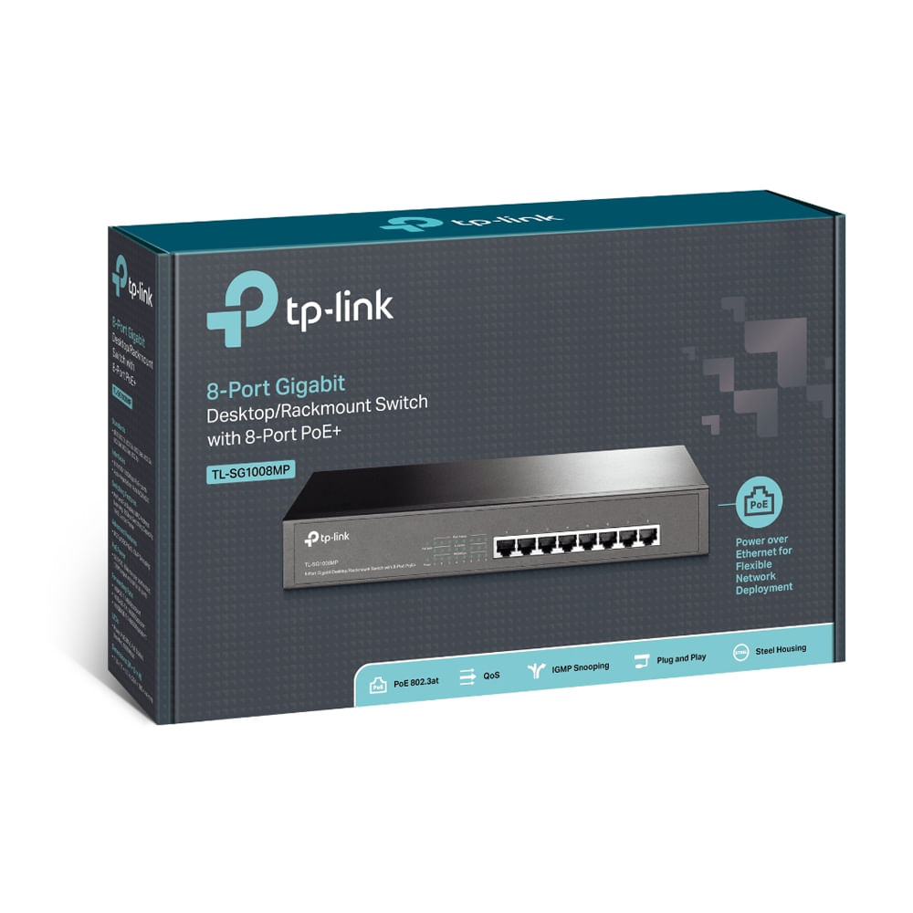 Switch TP-Link Gigabit de 8 Puertos POE+ para Conexiones Rápidas y Eficientes en Red