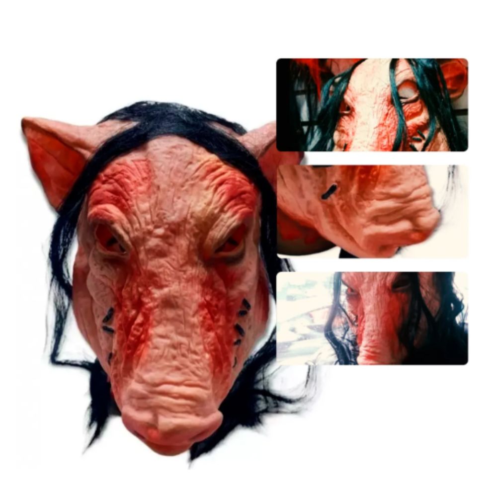 Máscara de Latéx Chancho con Cabello