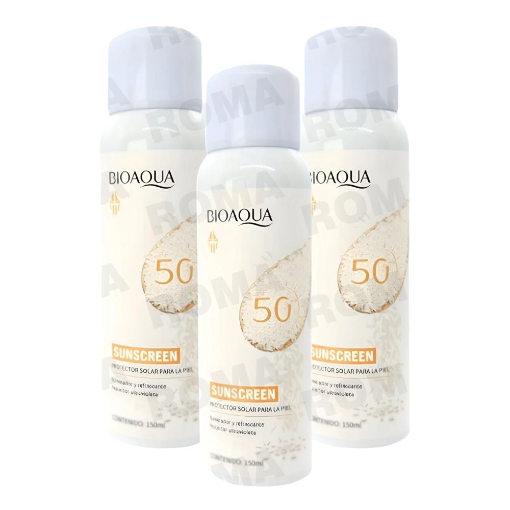 PACK 3 BLOQUEADOR SOLAR DE ARROZ SPRAY 150ML BIOAQUA