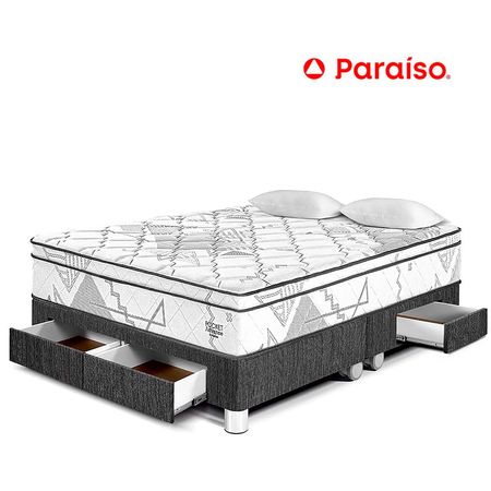 Cama Pocket Advance Queen con Cajones Charcoal