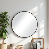 Espejo Circular 50 Cm Negro Metal