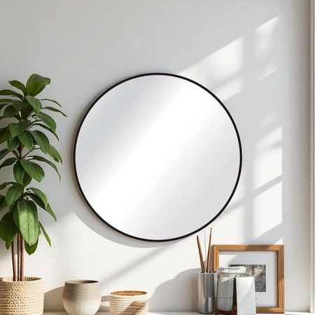 Espejo Circular 50 Cm Negro Metal