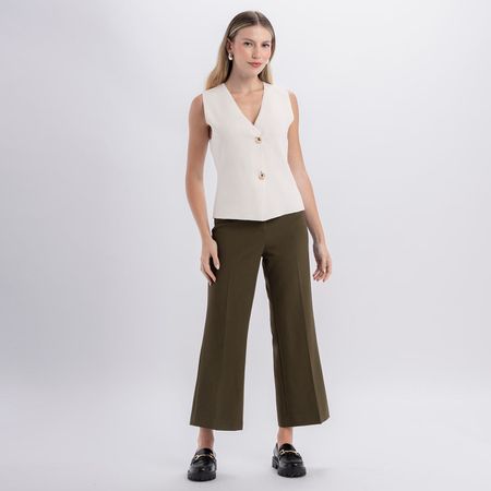 Pantalon Mujer Malabar Flare Verde Militar Talla 34