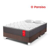 Cama Paraíso Super Star Queen Chocolate + 2 almohadas + protector