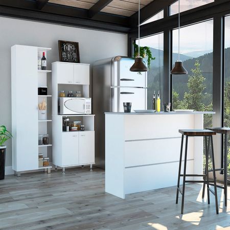 Combo Kitchen 33 Mueble Cocina 54 + Barra De Cocina + Optimizador - Blanco