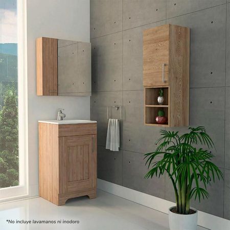 Combo Barcelona - Mueble de Lavamanos + Muro + Botiquin - Miel