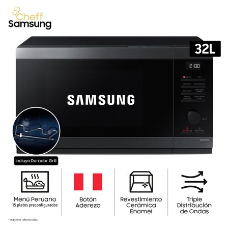 Microondas Cheff Samsung con Grill Dorador 32L MG32DG4524AGPE