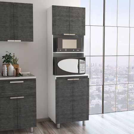 Mueble Microondas Fendi - Roble Gris/Blanco