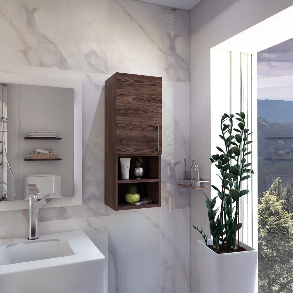 Mueble Auxiliar Muro Baño Barcelona 1 Puerta - Coñac