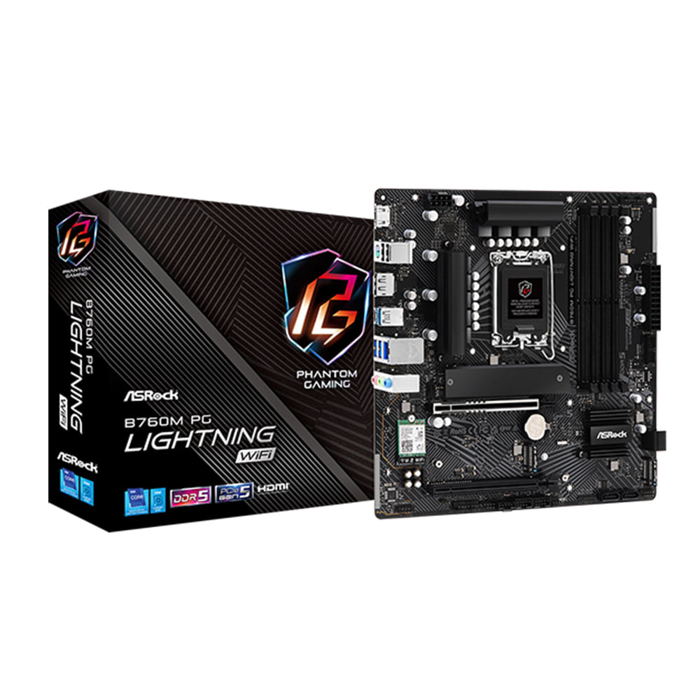Placa Base ASROCK B760M PG Lightning WiFi - Chipset Intel B760, LGA1700, Formato mATX
