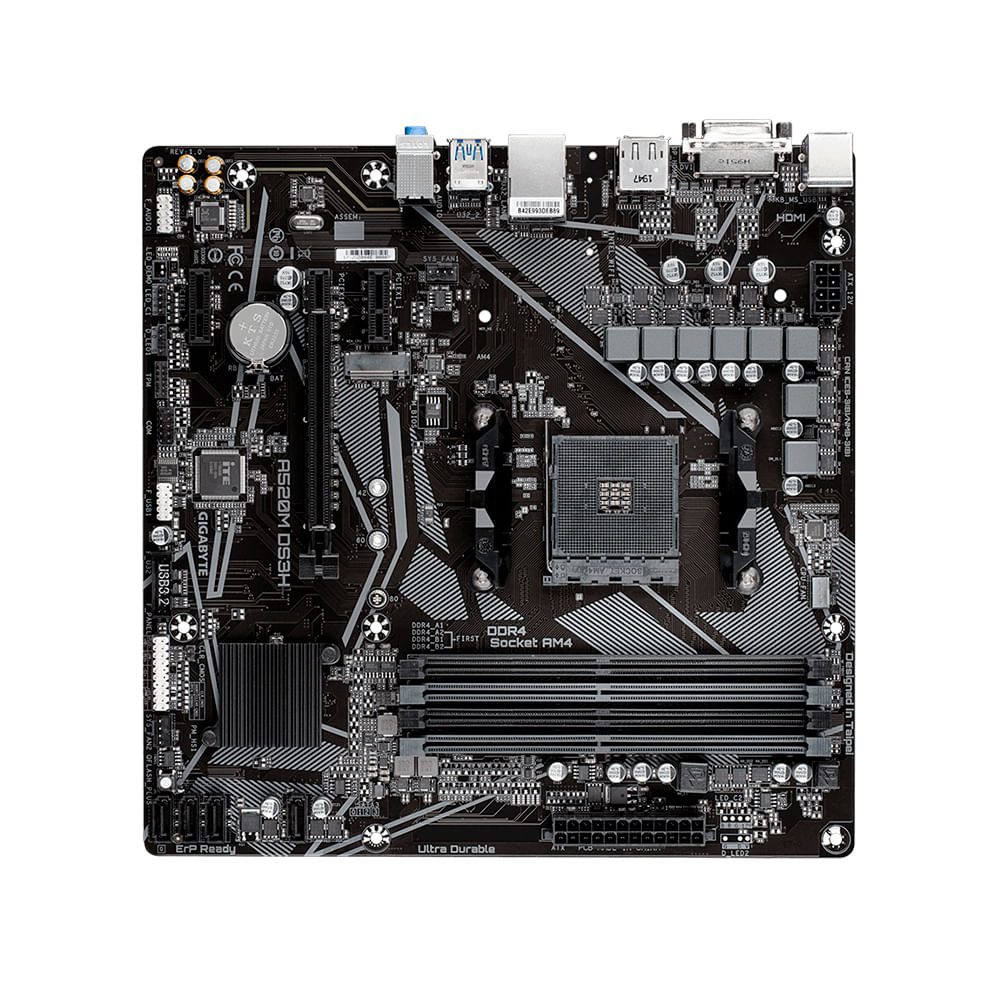 Placa Base Gigabyte A520M DS3H AM4, DDR4, HDMI y DP - Rendimiento Óptimo para Gaming y Creación