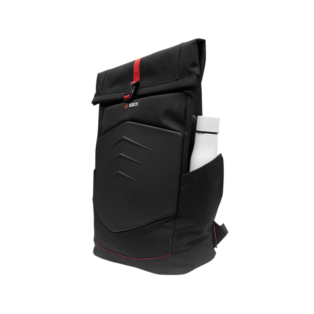 Mochila Gamer TEROS TE-IDS18588 Negra y Roja para Notebooks de Hasta 15.6” - Resistente y Estilosa