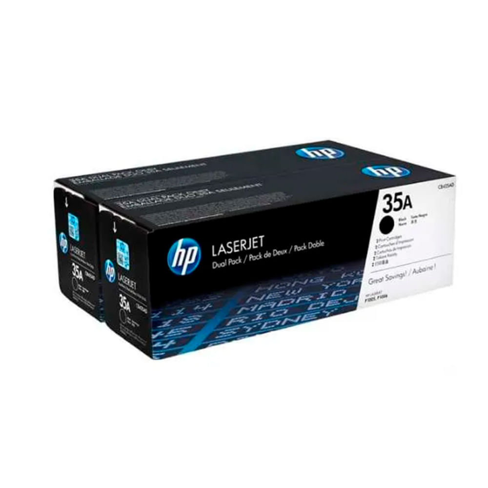 Tóner HP CB435AD para Impresora Laser P1005 - Paquete Doble, Rendimiento Óptimo, Color Negro