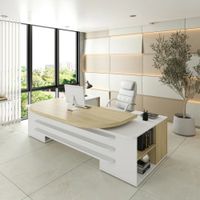 Escritorio Empresarial Lúmina Marrón y Blanco R&R MUEBLES