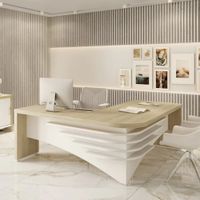 Escritorio Empresarial Ebenza Marrón y Blanco R&R MUEBLES