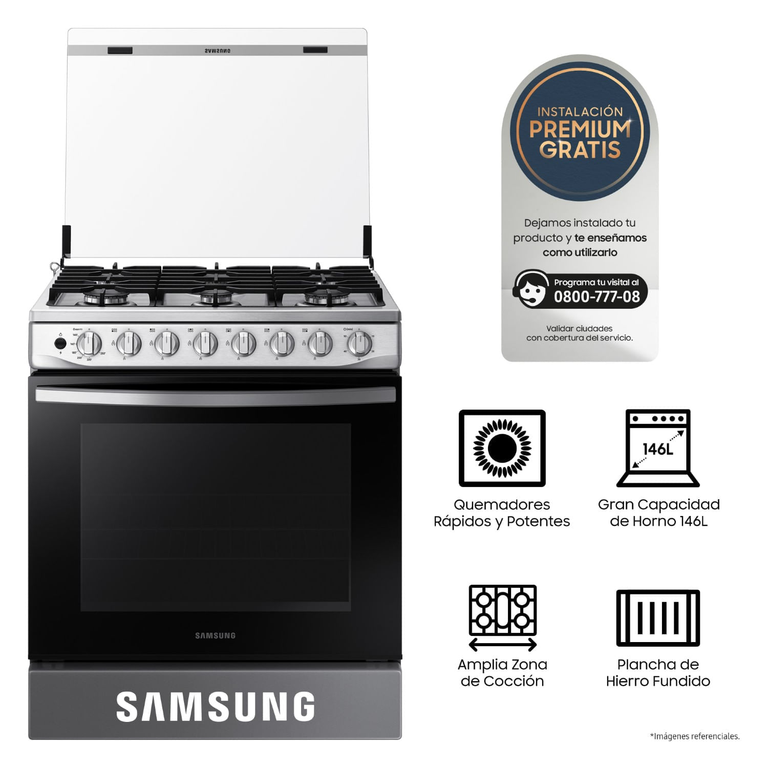 Samsung Cocina a Gas 6 Hornillas NX52T5311PS/PE