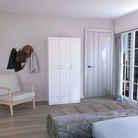 Ropero Z-90 3 Puertas 1 Cajón Blanco