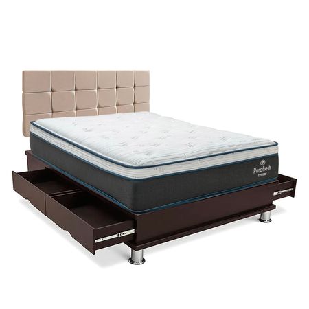 Dormitorio Cuadros New Pure Fresh Queen + Almohadas + Protector Champagne