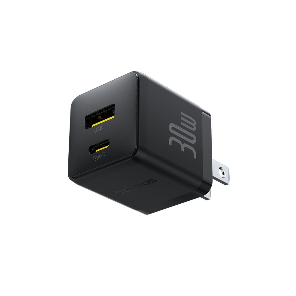 Cargador Rapido 30W USB-C y USB-A, Baseus