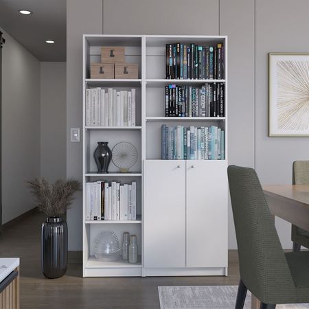 Combo Home Estante 45cm + Estante 2 Puertas - Blanco