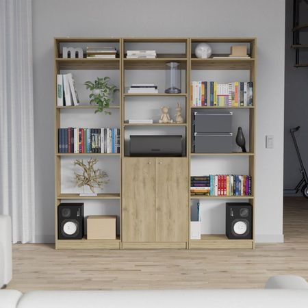 Combo Home 2 Estantes 4 Repisas + Estante 2 Puertas + 3 Complemento - Macadamia