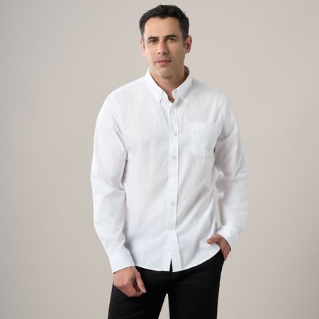 Camisa Hombre Madison Miniprint Blanco Talla XL