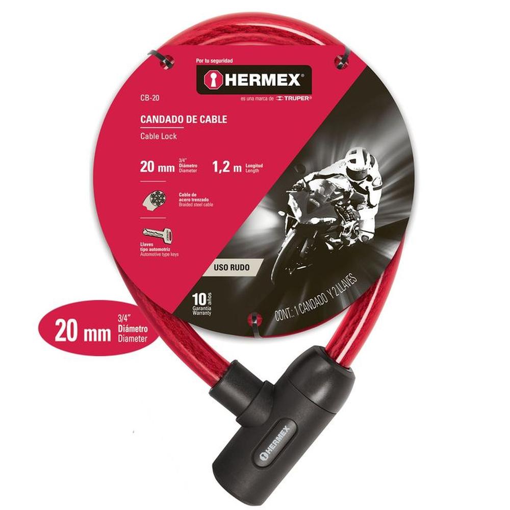Cadena Bicicleta Seguridad Candado con Llave Hermex CB-20
