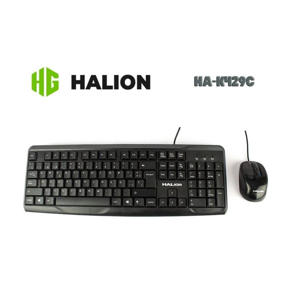 Combo Teclado y Mouse HALION HA-K429C Alámbricos Diseño Ergonómico -BK