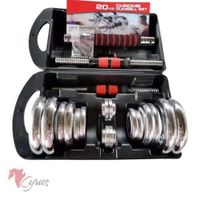 Set De Mancuerna Cromada Acolchada De 20 KG Standard Negro