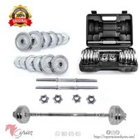 Set De Pesas 30kg Mancuernas + Adaptador Barra Standard Negro