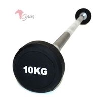 Barra Recta Con Peso Fijo Engomado 10 Kg Standard Negro