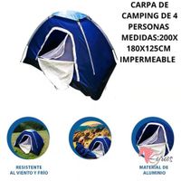 Carpa De 4 Personas Impermeable Doble Techo Standard Multicolor