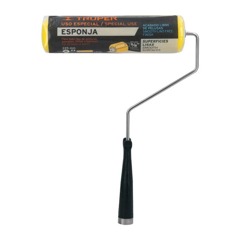 Rodillo para pintar 9 x 38 de esponja superficies lisas Truper - 13841