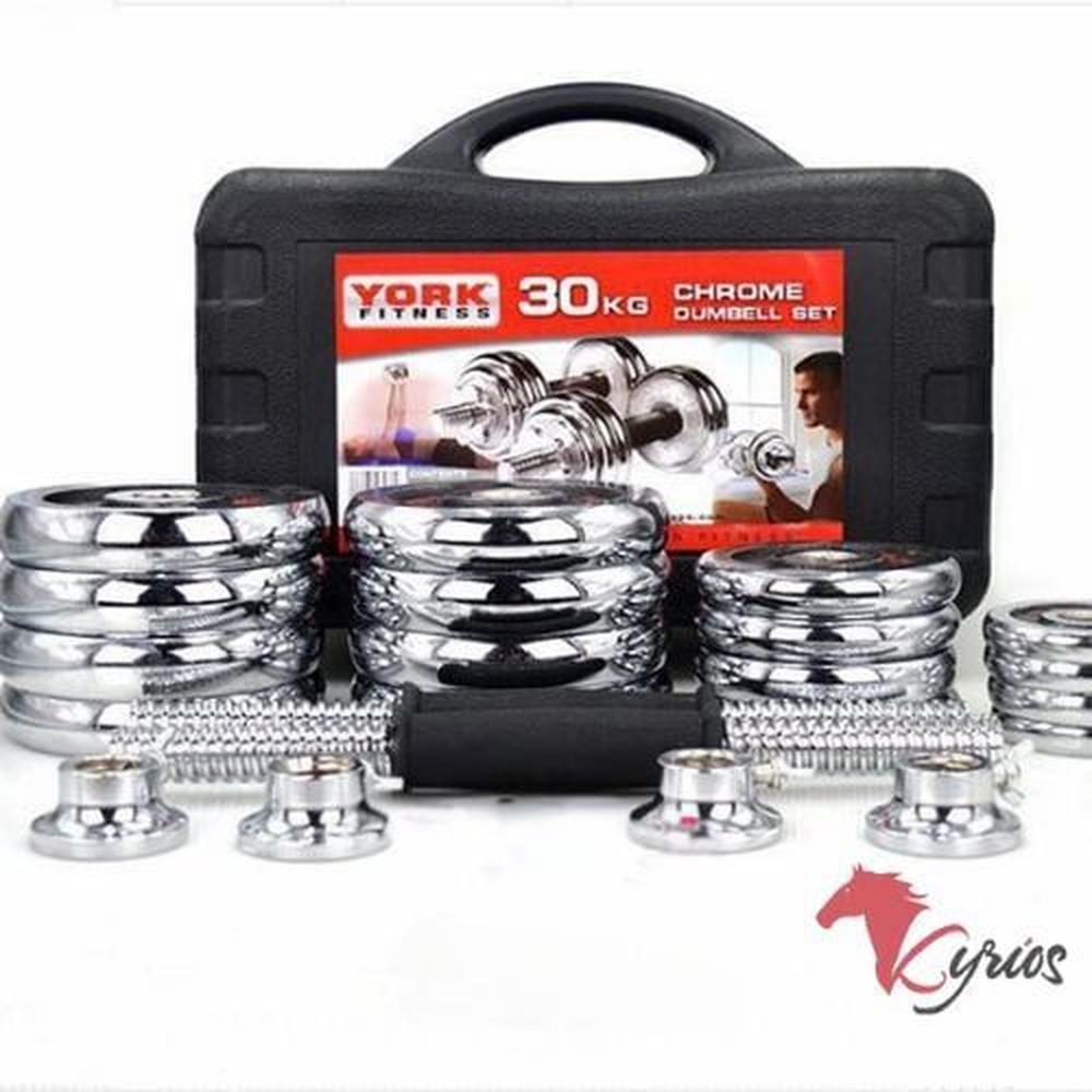 Set De Mancuernas Cromadas De 30 KG Premium !!!!!!!! Standard Negro