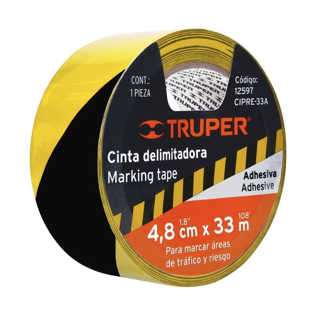 Cinta De Seguridad amarilla  negro de 33m Truper - 12597