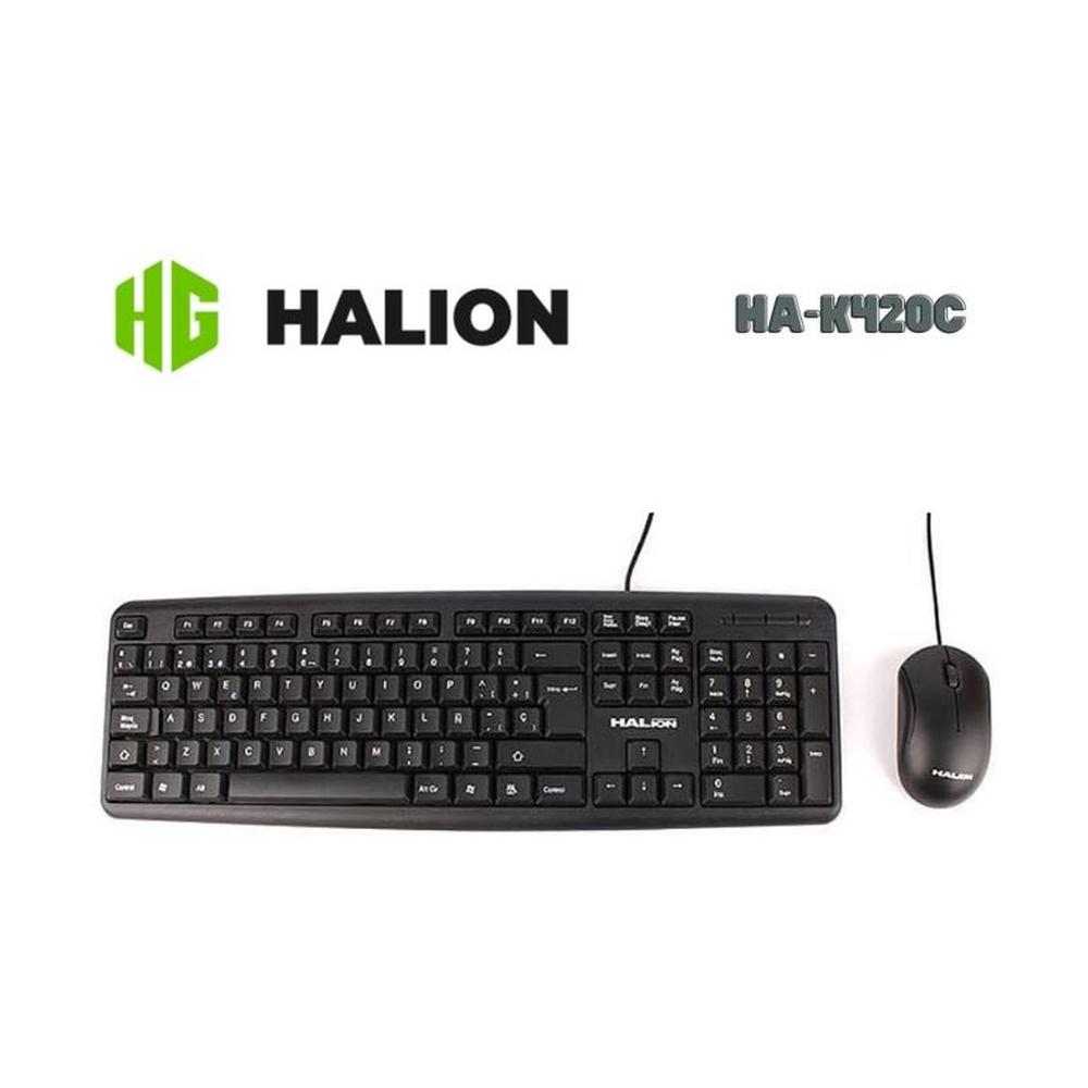 Combo Teclado y Mouse HALION HA-K420C Estándar con Interfaz USB - BK