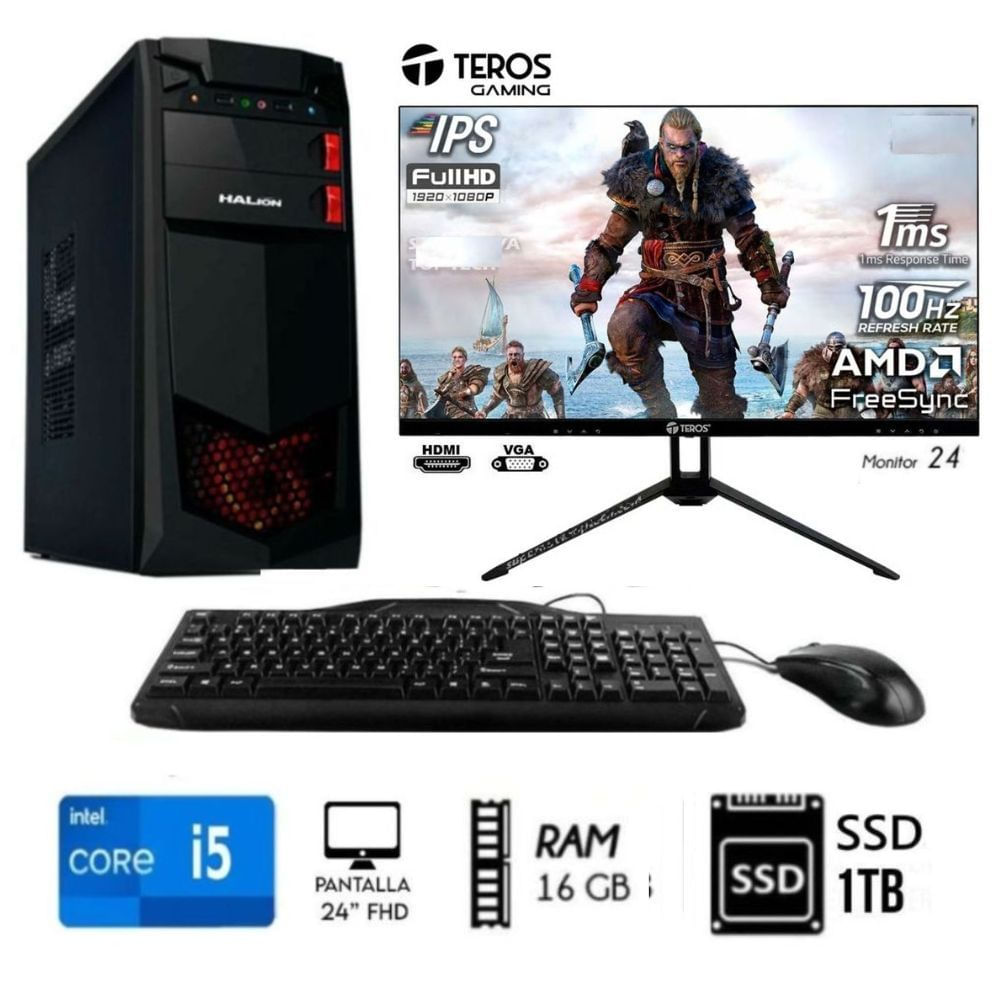 Computadora PC CORE i5  3.2Ghz Ram16GB Disco SSD 1TB  Monitor 24