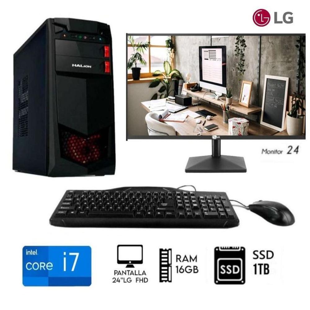 Computadora PC CORE i7 3.2Ghz Ram16GB Disco SSD 1TB Monitor 24 LG FULL HD